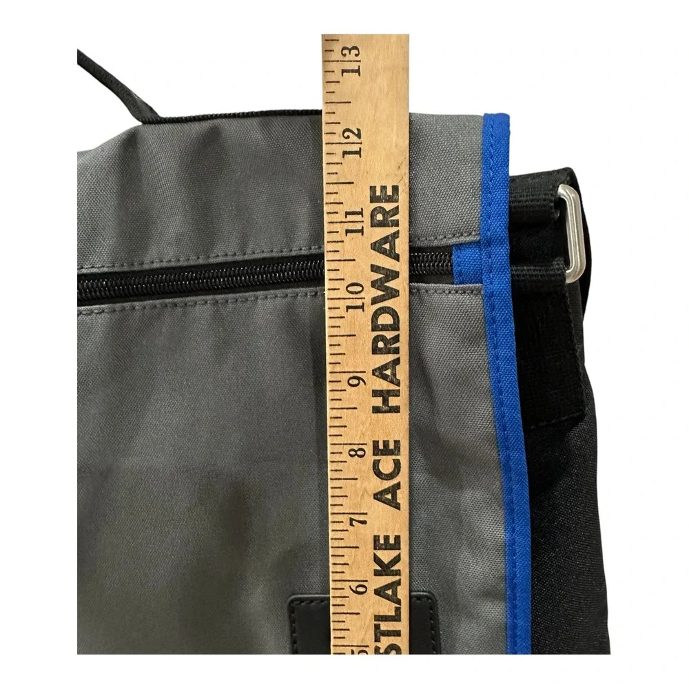 Fossil Travis Gray Black Messenger Bag w Blue Trim Shoulder Bags Work‎ School